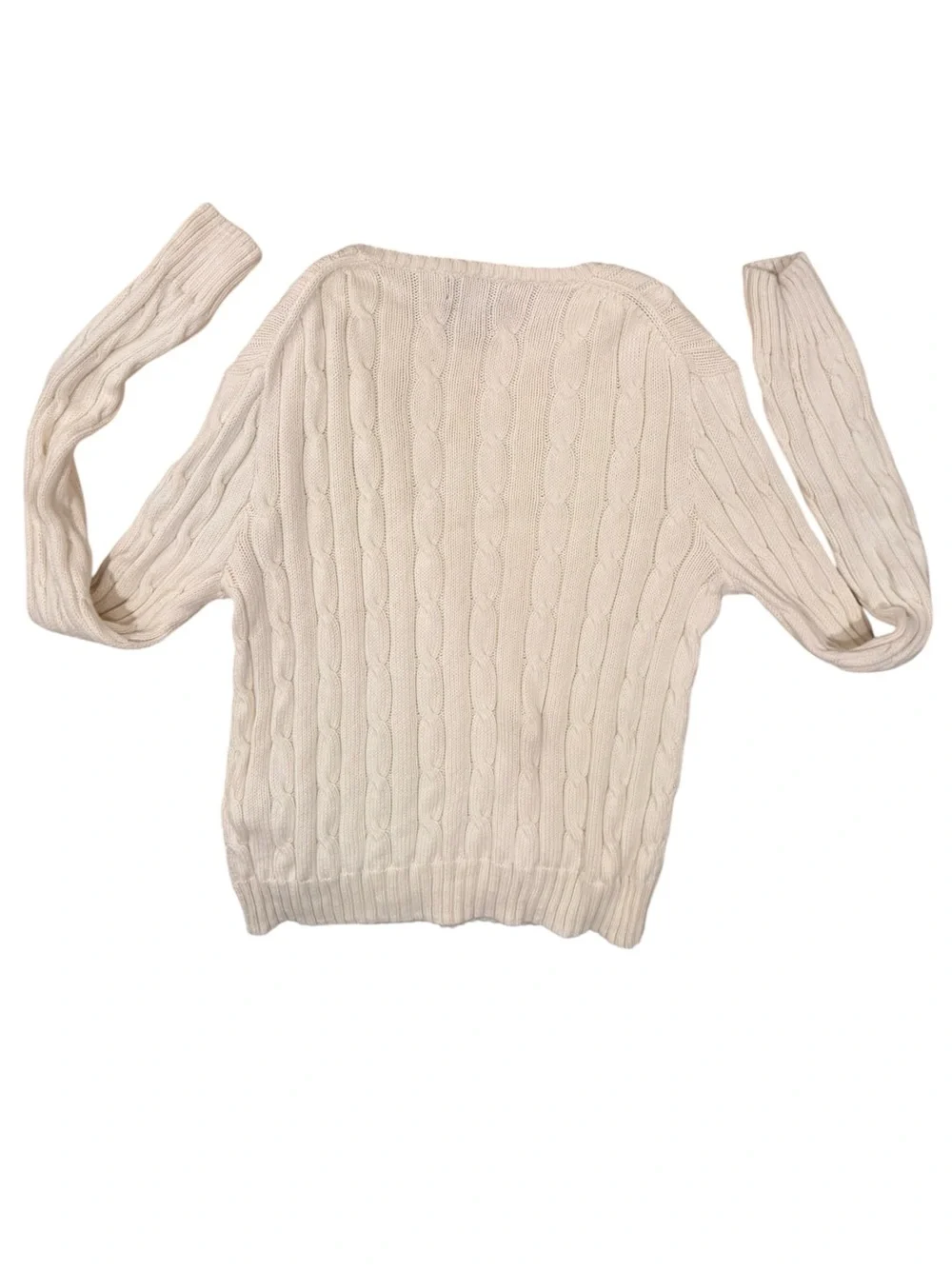 Ralph Lauren Cream Cable-Knit Crewneck Sweater - Women's Sz S - Picture 2 of 4